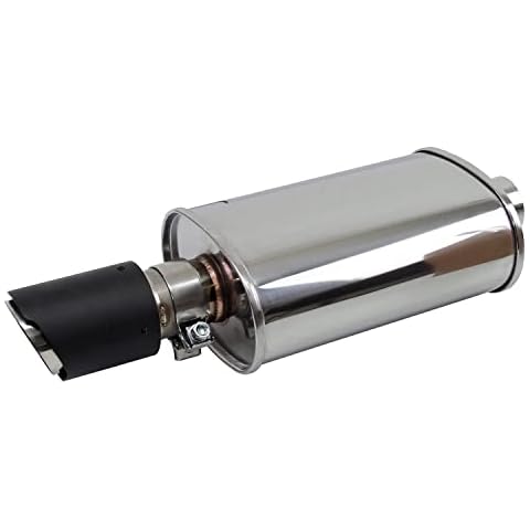 TC Sportline MU-SP1-016CF-FBM Universal Stainless Steel Automotive Exhaust Muffler, 2.5 inch inlet/outlet, 3.5" Outlet Carbon Fiber Tip for Cars, Trucks Cover