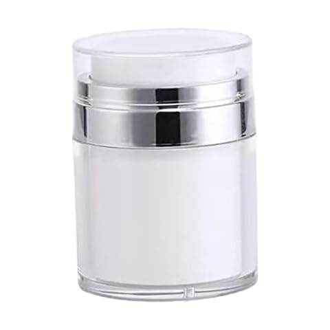 Airless Pump Bottle Travel Containers Airless Pump Jar Cream Jar Vacuum Bottle Empty Refillable Travel Cream Bottle Portable Cosmetic Container 50ml Cover
