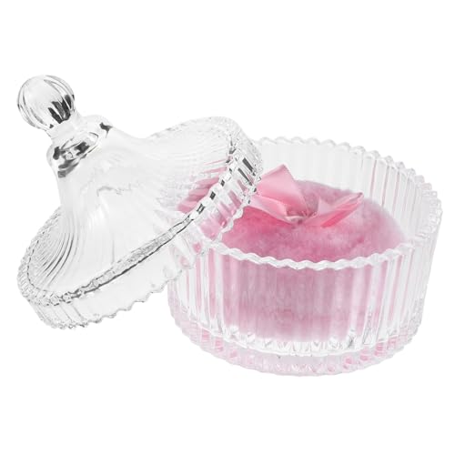 minkissy Extra Large Fluffy Powder Puff with Ribbon Reusable Makeup Applicator for Includes Glass Container Powder Puff for Efficient and Comfortable Application