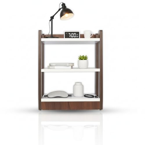 SBF Furniture Smart Wooden Shelf – 3-Tier Multipurpose Storage Rack | Compact Organizer for Kitchen, Bedroom, Desk & Bathroom | Wooden Display Stand for Books, Spices, Decor & More (BR&WH)