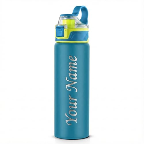 Image of Arctic 900 ISI Certified Stainless Steel Customisable Sipper Water Bottle - 800ml | Flip Top Cap | Single Wall | 1-Year Warranty | Gym, School, Trekking, Sports - Turquoise Blue