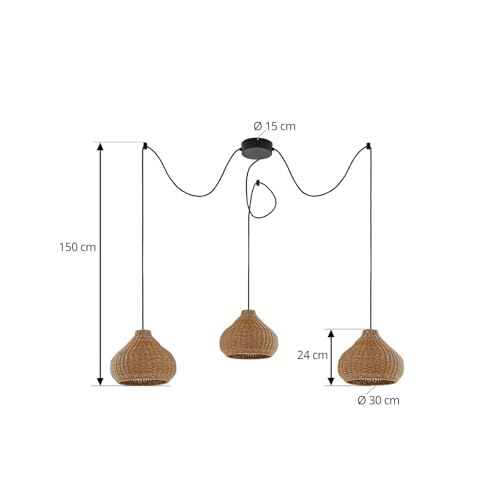Luminaire extérieur Taniola à intensité variable suspension 3 lampes E27