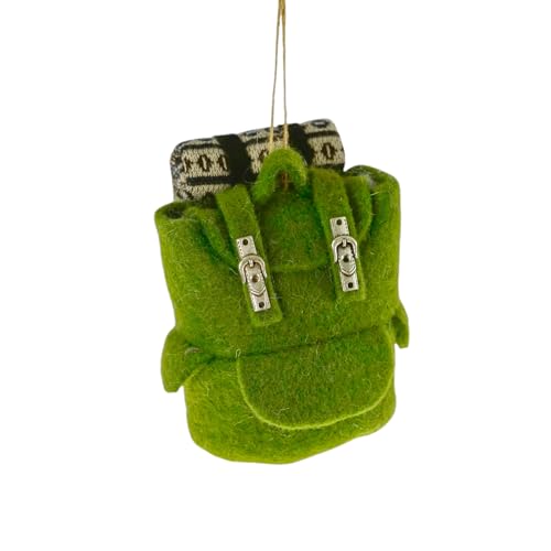 Werner Voss GmbH Filz Rucksack Anhänger - Grün - Weihnachtsdeko für Outdoor- und Wanderfans, 9x7x11 cm