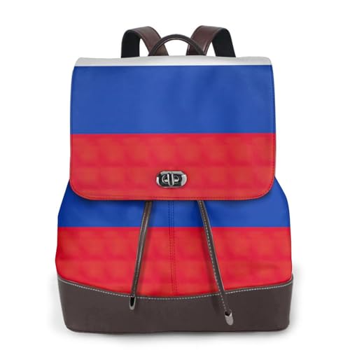 Sac à dos en cuir imprimé drapeau russe ordinateur femme