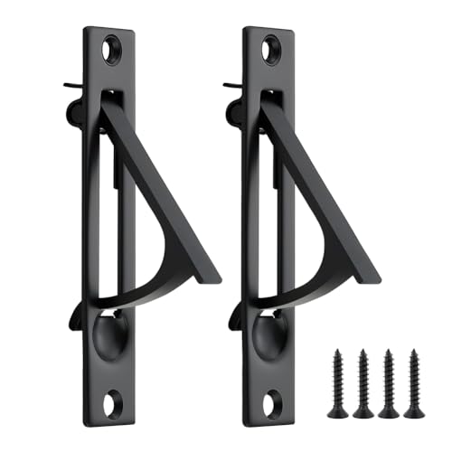 2 Pack de Tiradores para Puerta Corredera de Metal Sólido, Tiradores Empotrados para Puerta en Negro Mate