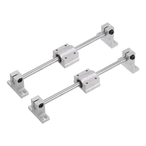 Uxcell A23082000UX0470 Linear Motion Rod Shaft Guide Set 2Pcs 8Mm X 200Mm Linear Motion Guides Bearing Steel Plated Smooth cover