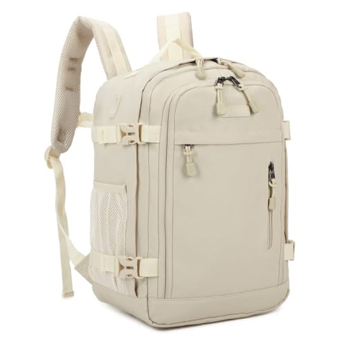 RAYKONG Mochila Cabina Ryanair 40x20x25cm (20L) | Mochila Viaje Avion Impermeable | Equipaje de mano Resistente | Mochila Para Senderismo | Escolar | Trabajo | Beige