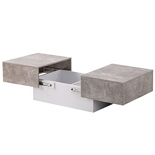 Table basse grise extensible avec rangement pratique pour salon moderne - 6