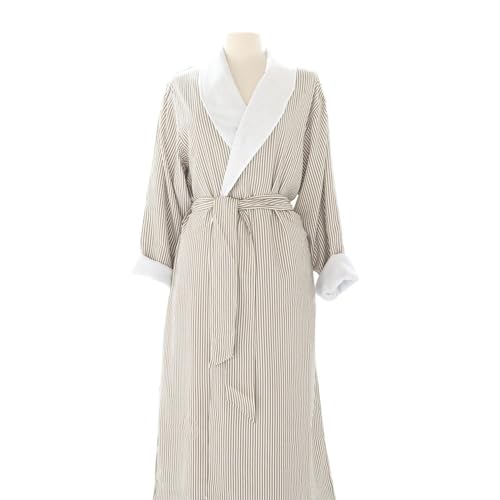 Image of Telegraph Hill Double Layer Seersucker Robe - Unisex - Taupe - Large | Double-Layer Seersucker, Unisex Fit, For Sauna, Gym & Home