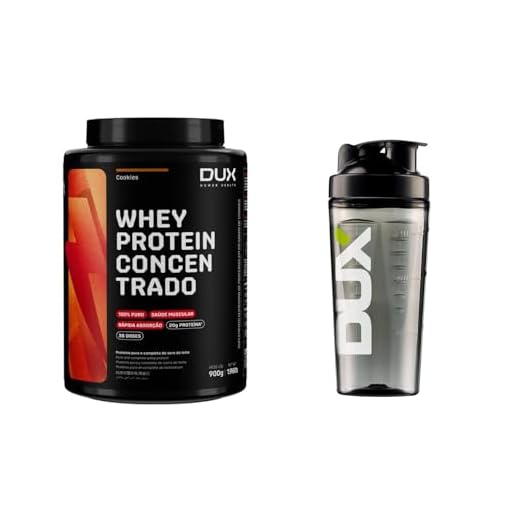 Whey Protein Concentrado Cookies Pote 900g + Coqueteleira – Contribui para o Ganho Muscular Hipertrofia – Dux Human Health