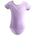 Toddler Kids Girls Short Sleeve Leotards for Ballet, Mesh Patchwork Comfy Cotton Dance Uniform Bodysuit for 3-18 Years