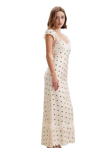 Robe de soirée blanche à pois pour un dîner romantique