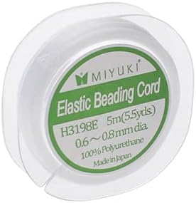 Miyuki Cordón elástico para cuentas de 16.4 ft, color blanco  aproximadamente 0.024 in a 0.031 in utilizado para hacer joyas, artes y manualidades,