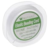 Elastic Beading Cord 5m White - Approx 0.6mm to 0.8mm Used for DIY Jewelry Making, Arts and Craft, Crochet and Cloth Weaving