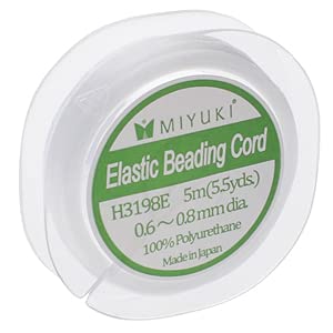 Miyuki Cordón elástico para cuentas de 5 m, color blanco, aproximadamente 0,6 mm a 0,8 mm, utilizado para hacer joyas, artes y manualidades, ganchillo y tejido de tela