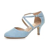 AJVANI mid high heel strappy crossover wedding sandals shoes size 5 38