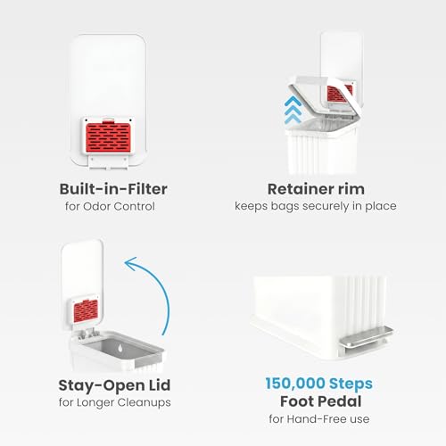 Image of iTouchless SoftStep 50 L / 13.2 Gallon Slim Step Pedal Kitchen Trash Can with Odor Filter, Indoor Recycling Bin Durable Dent-Proof, Stainless Steel Trim Garbage Bin with Lid, Home Office White Plastic
