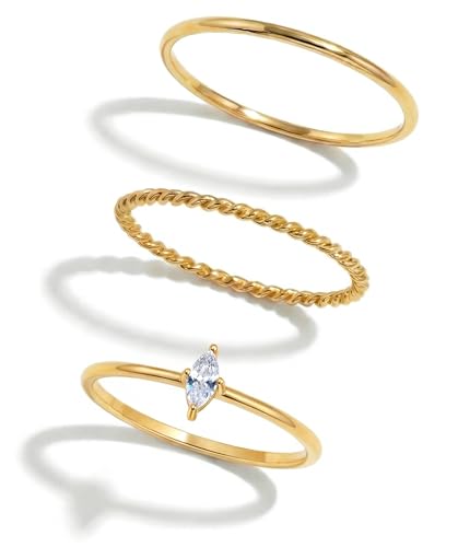 Bagues empilables en or 18 carats, le cadeau délicat avec zirconium
