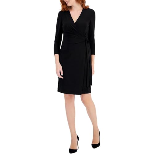 Anne Klein Womens Faux-Wrap Solid Sheath Dress2