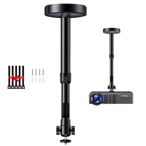 DAWASAPAT Projector Ceiling Mount with New Gimbal Adjustable Length Projector Mount -Inch Screw Compatible with Most Projectors Ceiling/Wall Use with Adjustable Angle