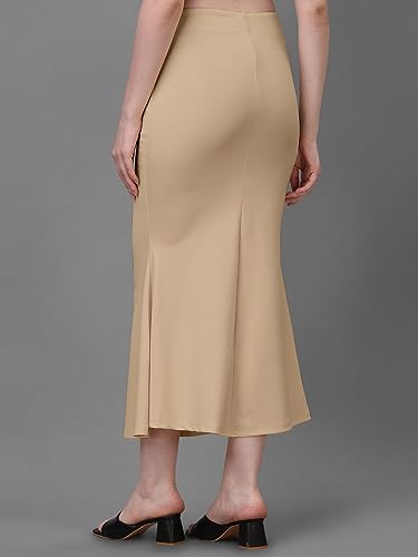 Image of Women's Saree Shapewear Petticoat, Cotton Blend Stretchable Mermaid Skirt, High Waist Tummy Control, Smooth Curve Fit with Adjustable Drawstring