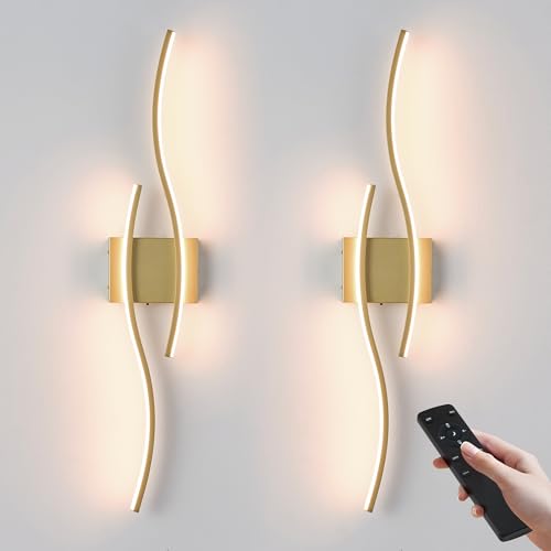 Image of KARTOOSH Wireless Wall Sconces Set of 2, Dimmable LED Sconce with Remote | Battery Operated Wall Sconce with 3 CCT Night-Light Timer Memory Modern Wall Sconces for Living Room, Hallway, Bedroom