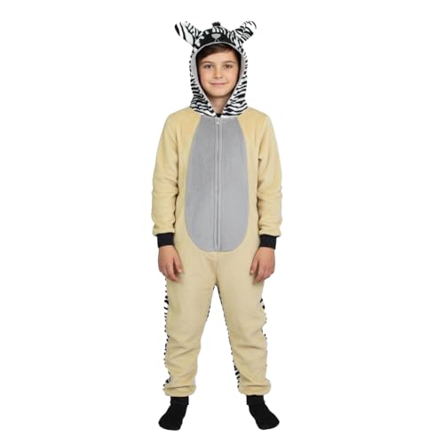 Combinaison zèbre enfants en polaire pour soirées pyjama cosy