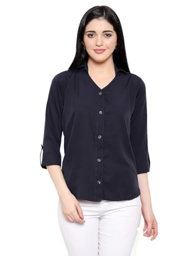 Image of Leriya Fashion Women Crepe Solid Regular Fit Long Tops Oversized Shirt