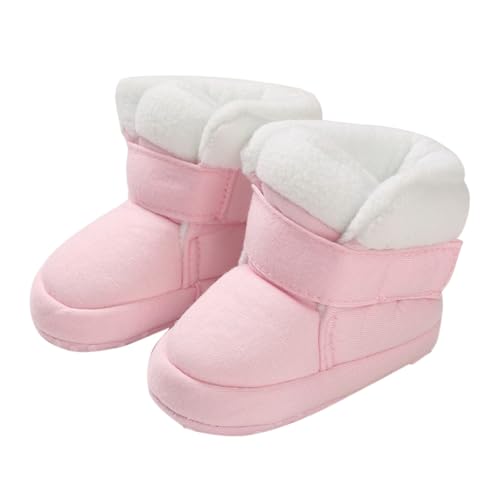 Baby Fleece-Lined Ankle Boots Thick Warm Soft Strap Booties Toddler Infant Winter Padded Flat Fuzzy Shoes Cotton Thermal