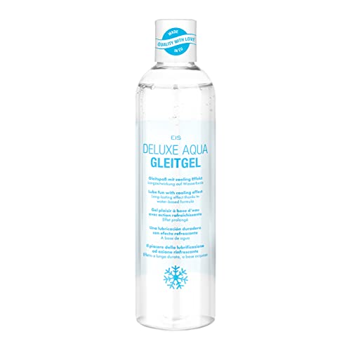 EIS Deluxe Aqua Gleitmittel | Gleitgel auf Wasserbasis mit Langzeitwirkung | Extra sensitives Intimgel für gefühlsechtes Empfinden | Kühlend | 300 ml Flasche | Sex oder Toys