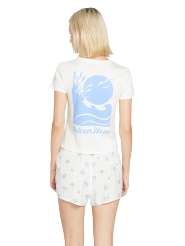 Image of Volcom Women's Have a Clue Short Sleeve Tee - Fitted T-Shirt with Striped Neck Taping
