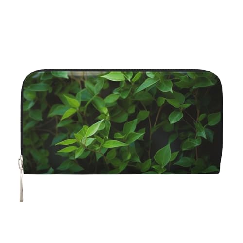 AMREWQYL Green Plant printed Leather Hand Wallet Women's Travel Wallet Credit Card Wallet