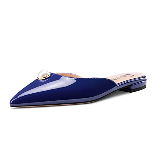 Castamere Women Low Heel Pointed Toe Slip-on Flats Shoes Rhinestone Crystal Cute 0.4 Inches Heels