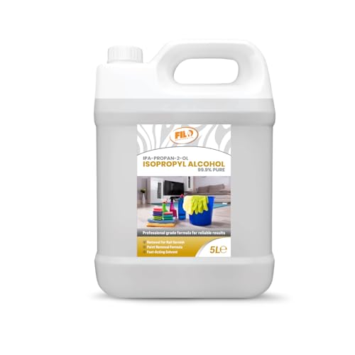 FILO Isopropyl Alcohol 99.9% Pure 1x 5L | Lab Grade IPA | Rubbing Alcohol for Cleaning and Disinfecting | Isopropanol Alcohol Solvent for Electronics Windows Glass Appliances and More