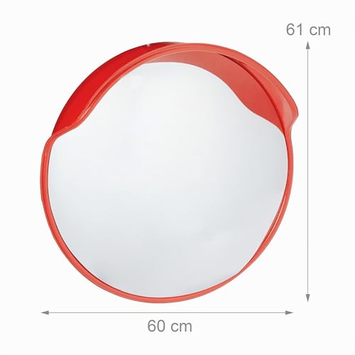 Espejo convexo exterior 60cm irrompible con soporte de seguridad rojo 4