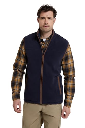 Mountain Warehouse Rove Mens Fleece Gilet - Lightweight Bodywarmer, Breathable & Antipill Microfleece, 2 Front Pockets - Best for Spring Summer, Outdoors, Walking Navy L