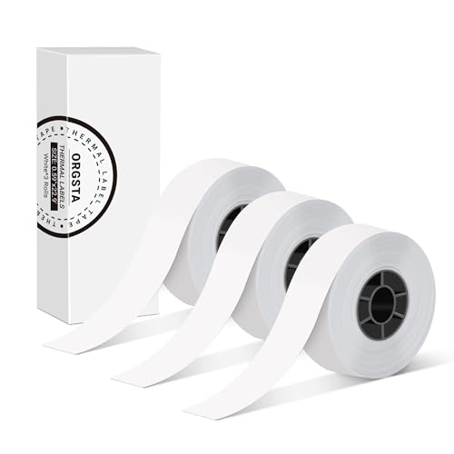 ORGSTA Etiquetas Termicas autoadhesivas para S001, 15mm x 7M x 3 Roll, Blanco Adhesivo Continúa
