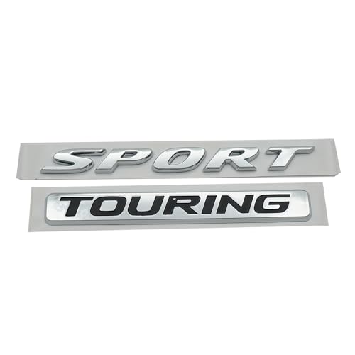 Image of 2Pc Sport Touring Rear Trunk Letter Logo Badge Emblem Nameplate (Silver Black)