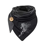 pitashe_Bekleidung Schal Damen Dreiecksschal Elegant Katze und Mond Drucken Button Dreieckstuch Warmee Herbstschal Halstücher Cape Mit Knöpfen Weich Dreieckstuch Scarf Lätzchen, Einheitsgröße