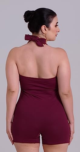 Image of Keepfit Women One Piece Sleeveless Halter Neck Ruched Swim Legsuit |Swimming Suit for Women