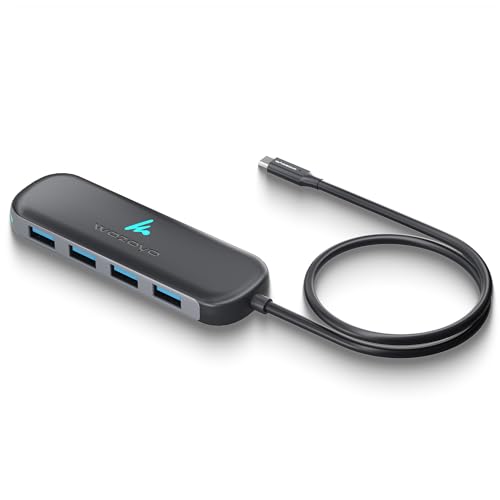 Image of Type C to 4 Port Wozoyo USB 3.2 Hub, 4XUSB 5Gbps,Data Transfer Upto 5Gbps,Plug & Play,Multiport Type C Hub with 30cm Cable,Compatible with MacBook, Laptop,Tablet, Smartphones & Type C Enabled Devices
