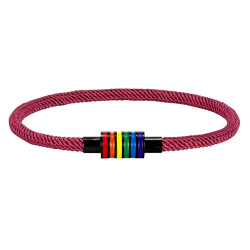 New 2026 Simple Style Unisex Black Stainless Steel Rainbow Clasp Waterproof SuRIFering Rope Bracelet Gift for Lovers LiGbt Jewelry Fashion Accessories Creative