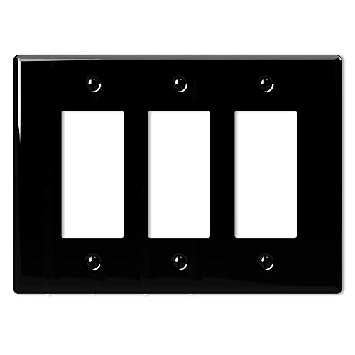 Amerelle 3000RRRBK Metro Wallplate, 3 Rocker, Ceramic, Black, 1-Pack