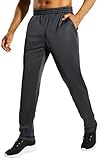 MIER Men Sweatpants Running Athletic Joggers with Zip Ankle, Warm Up Active Pants, Dark Grey, L