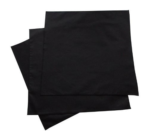 Bandanas for Women Organic Ladies Handkerchiefs for Women Soft Cotton (Black Percale, Large (14in x 14in), Pk 3
