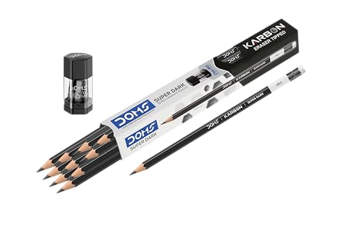 Image of Doms Black Dooms Karbon R /T Super Dark Pencil Pack Of 10 With Erasner (Sharpner+Eraser)