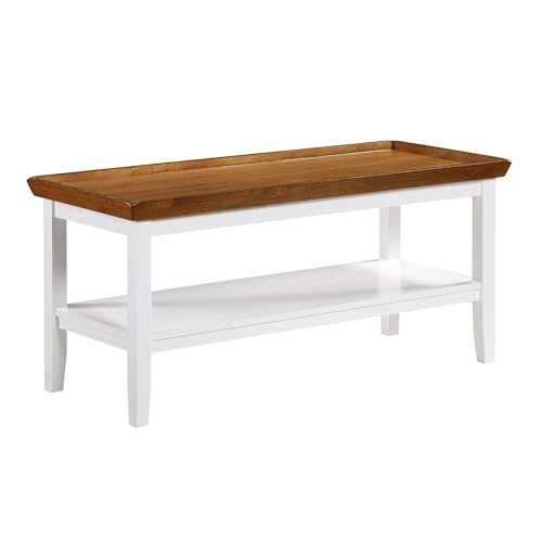 Convenience Concepts Ledgewood Coffee Table 42" - Modern Center Room Accent with Storage Shelf for Transitional, Traditional Living & Family Room, Driftwood/White
