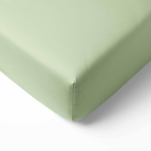 Bacati - ONE Solid Neutral 100% Cotton Percale Universal Baby US Standard Crib or Toddler Bed Fitted Sheet (Lime)