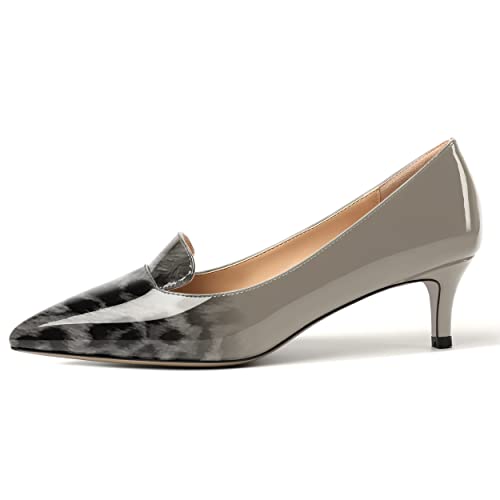 ROSERWISH Womens Office Casual Slip On Patent Casual Pointed Toe Kitten Low Heel Pumps Shoes 2 Inch2