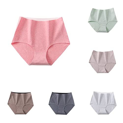 JINZIJINYU Bragas Mujer Baratos Bragas Sin Costuras De Algodón De Cintura Alta para Mujer Bragas Antibacterianas De Panal De Una Pieza De Algodón Puro 6 Colores XXL 3/6 Uds